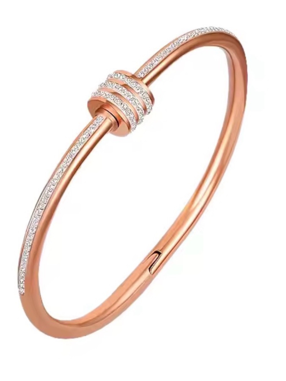 ROSE gold color Knot Crystal Bangle Bracelet for Women